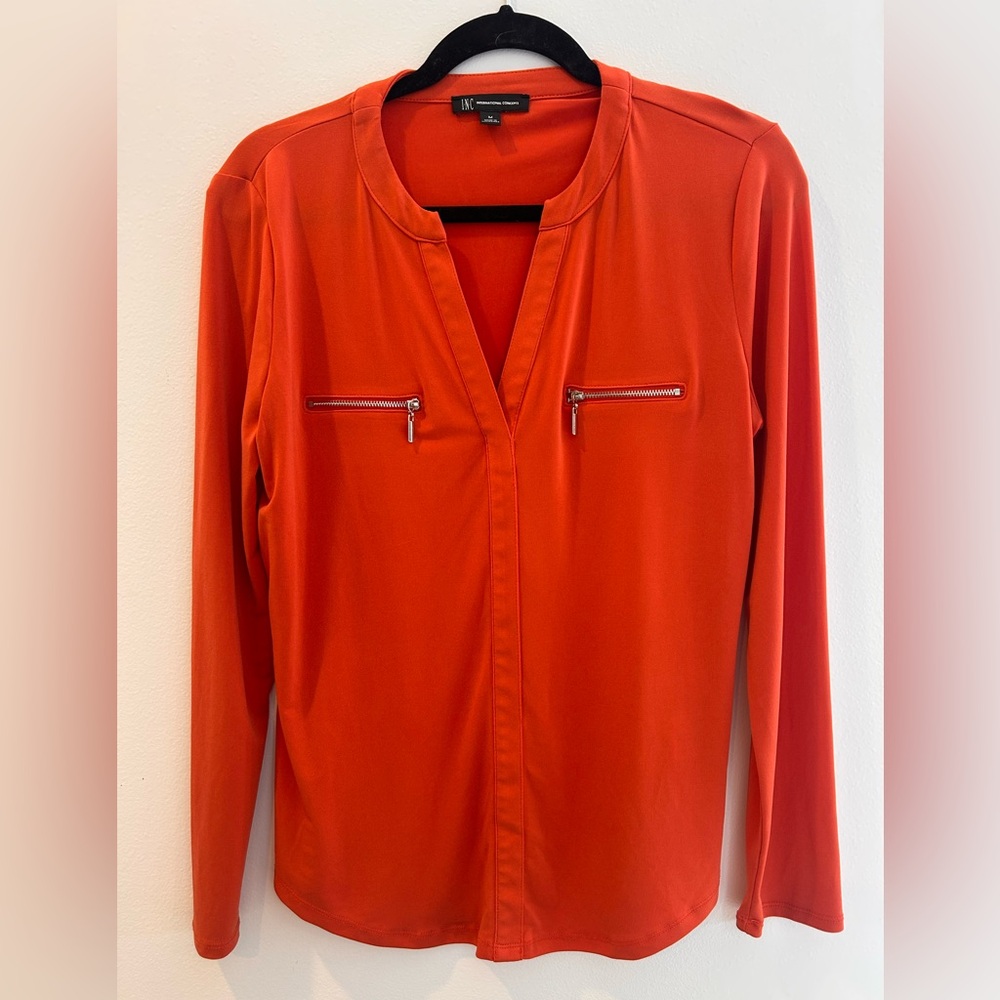 INC International Concepts Vibrant Orange Blouse